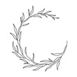Floral wreath. Romantic delicate botanical round frame. Floral minimalist element for invitation, wedding monogram, logo, postcard, postcard, packaging, stationery, textile, template, wallpaper