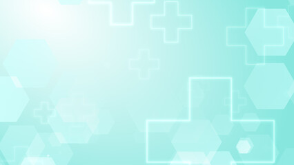 Wall Mural - abstract hexagon cross geometric blue green pattern medical background.