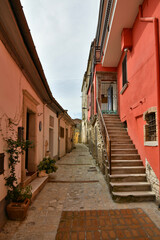 A narrow street in Calitri, a picturesque village in the province of Avellino in Campania, Italy.