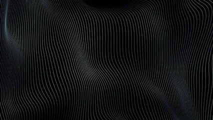 Wall Mural - black and white abstract wavy and curvy lines pattern seamless loop copy space background animation.