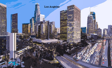 Fototapete - Los Angeles city Background Illustration