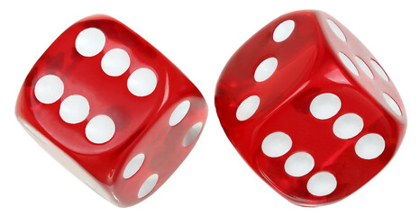 two red transparent dice