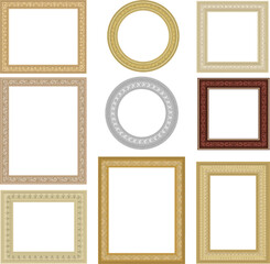 Canvas Print - Baguette frames. Pictures and paintings square frames with ornamental decoration recent vector blank templates for personal design projects