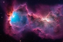 Colorful Nebula. Space Nebulae, Celestial Illustration. 3D Render Of Cosmic Gas In Deep Space. Fantasy Abstract Celestial View. 