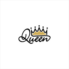 Wall Mural - word queen logo vector template