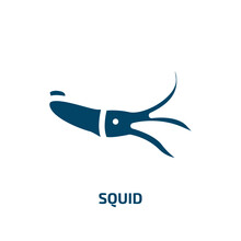 Squid Vector Icon. Squid, Animal, Sea Filled Icons From Flat Animals Concept. Isolated Black Glyph Icon, Vector Illustration Symbol Element For Web Design And Mobile Apps