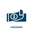© VectorStockDesign - checkbook vector icon. checkbook, bank, payment filled icons from flat finance concept. Isolated black glyph icon, vector illustration symbol element for web design and mobile apps