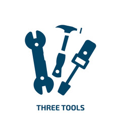 Wall Mural - three tools vector icon. three tools, three, tool filled icons from flat constructicons concept. Isolated black glyph icon, vector illustration symbol element for web design and mobile apps