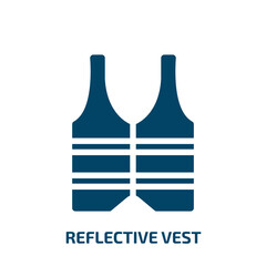 Wall Mural - reflective vest vector icon. reflective vest, security, waistcoat filled icons from flat construction elements concept. Isolated black glyph icon, vector illustration symbol element for web design and