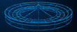 Casino roulette. Polygonal design of interconnected lines and points. Blue background.