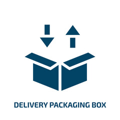 Wall Mural - delivery packaging box vector icon. delivery packaging box, package, box filled icons from flat logistics delivery concept. Isolated black glyph icon, vector illustration symbol element for web design