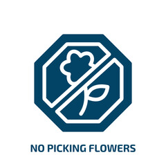 no picking flowers vector icon. no picking flowers, danger, pick filled icons from flat signal and prohibitions concept. Isolated black glyph icon, vector illustration symbol element for web design