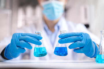 Wall Mural - health care researchers working in life science laboratory, medical science technology research work