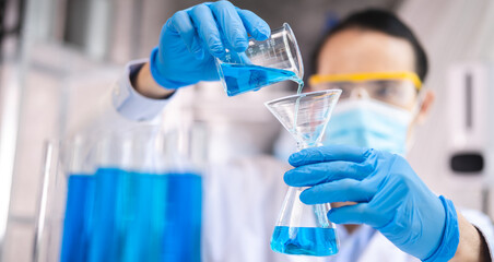 Wall Mural - health care researchers working in life science laboratory, medical science technology research work