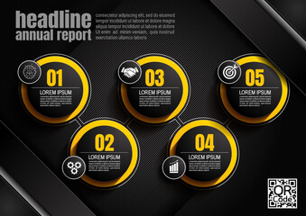 Wall Mural - infographics design, 5 process chart diagram template for presentation workflow, abstract timeline elements, flow chart business black color layout concept