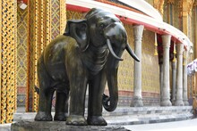 Elephant Sculpture In Front Of The Gate Of Wat Ratchabophit, The Temple Was Built During The Reign Of King Chulalongkorn (Rama V).