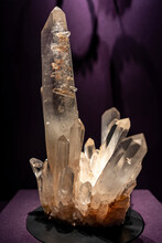 A Detailed Closeup Of A Beautiful Cluster Of Glassy Quartz Crystal Mineral Stones.