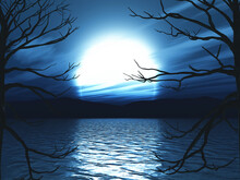 3D Halloween Moonlit Landscape