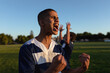 © Wavebreak Media - Rugby player happy and screaming during the match