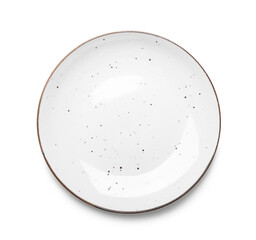 empty ceramic plate isolated on white, top view