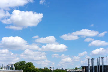 Wall Mural - Clear blue sky background with white clouds