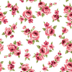 Seamless and beautiful flower illustration pattern,