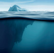 Visible and invisible in the water parts of the iceberg