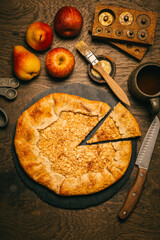 Wall Mural - Homemade Galette Pie with Apples and Pears