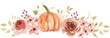 Rose Orange and Pumpkin Autumn watercolor flower arrangement bouquet