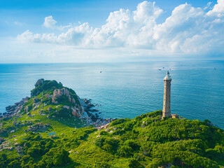 Ke Ga beach at Mui Ne, Phan Thiet, Binh Thuan, Vietnam. Ke Ga Cape or lighthouse is the most favourite destination for visitors to La Gi, Binh Thuan Province. Selective focus. Travel concept.