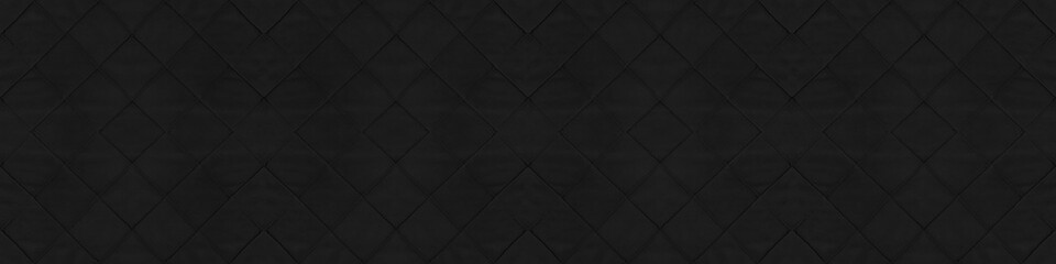 Poster - Black anthracite gray dark seamless natural cotton linen textile fabric texture pattern, with diamond rhombic background banner panorama
