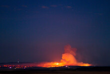 Bushfire In Rural Area At Night