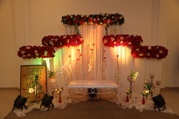 wedding settee back decoration with illuminated light 