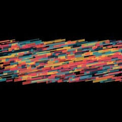 Wall Mural - abstract geometric speed line multi neon colored flares shapes and grid on a isolated black bg