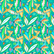 Modern floral pattern. Collage contemporary seamless pattern. Hand drawn doodle style pattern.