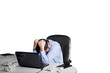 © bepsphoto - A Frustrated and desperate businessman in his office isolated on white background