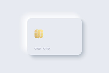 Neumorphic credit card mockup. Trendy minimal design template.