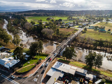 Aerial View Of Dunolly Ford Bridge To Roundabout In Singleton Beside Hunter River