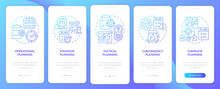 Types Of Plans Blue Gradient Onboarding Mobile App Screen. Business Development Walkthrough 5 Steps Graphic Instructions With Linear Concepts. UI, UX, GUI Template. Myriad Pro-Bold, Regular Fonts Used