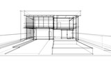 Fototapeta Paryż - house building sketch architectural 3d illustration