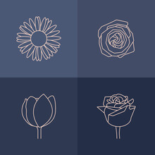 Elegant Geometric Flowers Vector Set