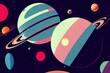 © Fortis Design - Flat 2d vintage space planets illustration.