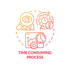 Wall Mural - time consuming process red gradient concept icon. deadline term. disadvantage of business planning a