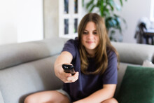 Girl Using Remote Control