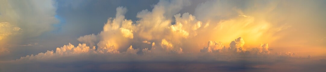 Wall Mural - panorama of dramatic vibrant color with cloud of sunrise