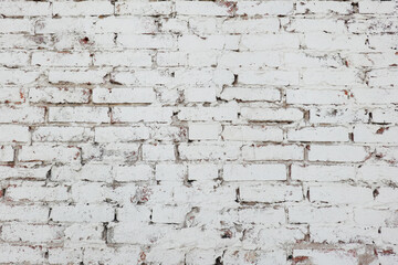 Wall Mural - old brick wall white paint grunge background