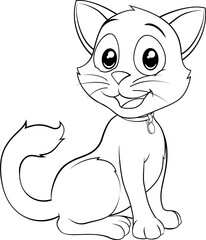 Wall Mural - Cat Cute Cartoon Kitten Animal Coloring Book Page