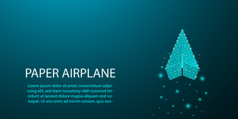paper planes. low polygon glow low poly style design vector business concept