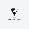 Barber shop logo design template. Vector illustration