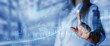 © Miha Creative - Business strategy and digital marketing. Financial Stock market investment. Business person draws economic growth graph financial data.